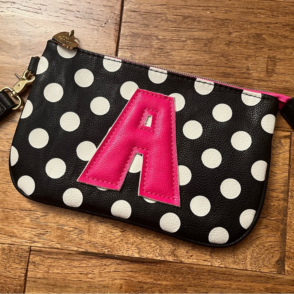 Betsey Johnson Polka Dot Letter A Wristlet